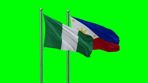 Philippines and Nigeria two flags Stock Footage 291188619