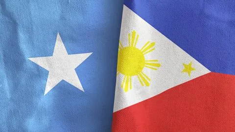 Philippines and Somalia two flags textile cloth 3D rendering Stock Illustration