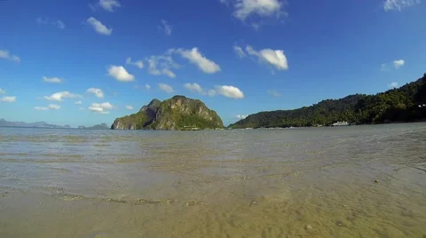 Philippines beach view overlooking pristine bay surrounded by rock formations. Stock Footage 49243761
