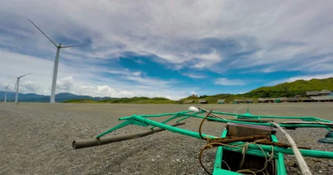 Philippines beach windmills time lapse 4k Stock-Footage 45976053