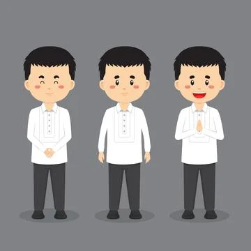 Philippines Character with Various Expression Stock Illustration