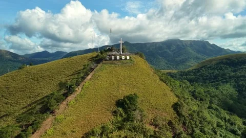 Philippines, Coron, 21 May, 2026 Hillside sign and mountain valley aerial view Stock Footage 335474843