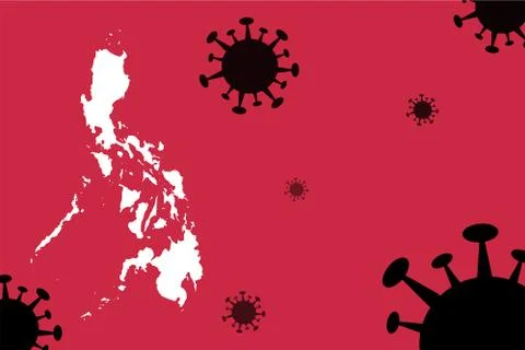 Philippines corona virus update with  map on corona virus background,report n Stock Illustration