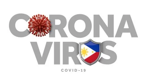 Philippines coronavirus concept with microbe and shield. 3D Render Stock Illustration