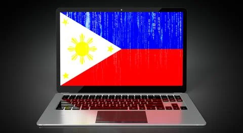 Philippines - country flag and binary code on laptop screen Stock Illustration