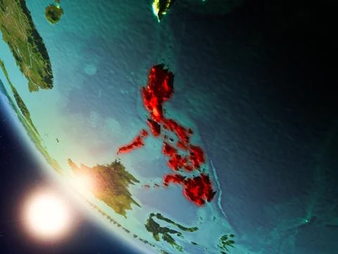 Philippines during sunset on Earth Stock Illustration