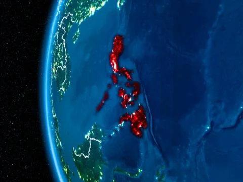 Philippines on Earth at night Illustrazione stock