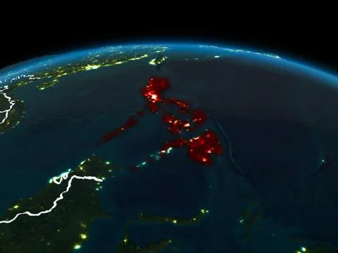 Philippines on Earth at night Illustrazione stock