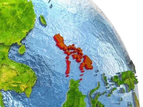 Philippines on Earth in red Stock Illustration