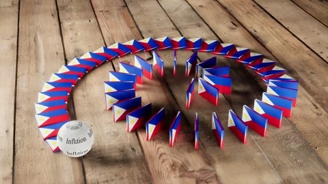 Philippines Flag - Affected by Inflation Stock Footage 321602479