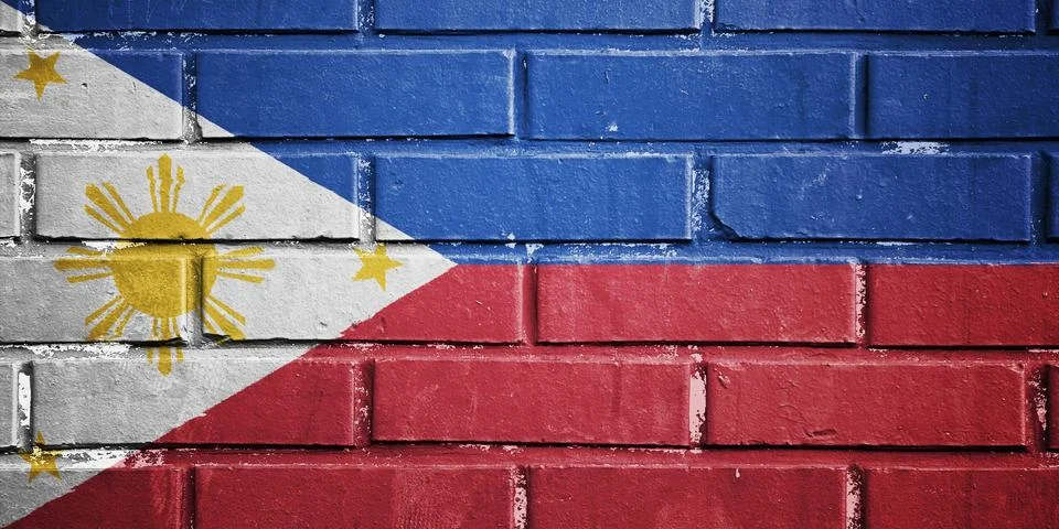 Philippines flag on brick wall Ilustración de archivo