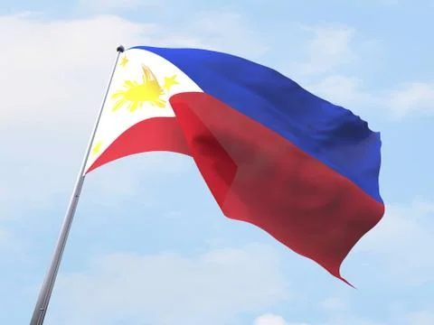 Philippines flag flying on clear sky. 스톡 일러스트