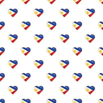 Philippines flag hearts pattern showing national pride Stock Illustration