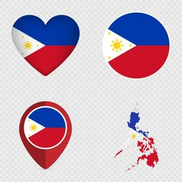 Philippines Flag Icons Pack. Vector illustration. Stock Illustration