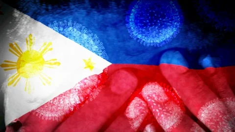 Philippines flag infected with coronavirus, with hands on a teenager's forehead Video stock 126145271