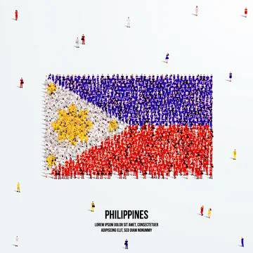 Philippines Flag. A large group of people form the Philippines flag. Stock Illustration