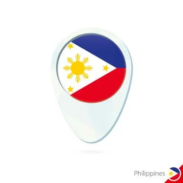 Philippines flag location map pin icon on white background. Stock Illustration