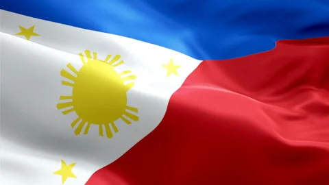 Philippines flag Motion Loop video waving in wind. Realistic Filipino Stock Footage 128278151