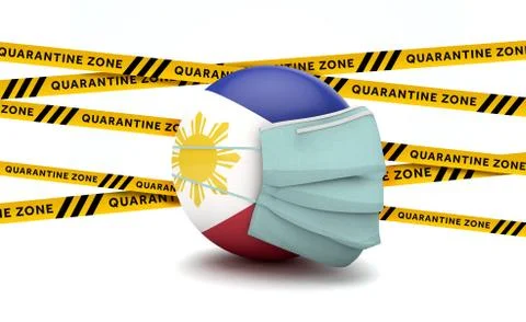 Philippines flag with protective face mask. Novel coronavirus concept. 3D Render Stock Illustration
