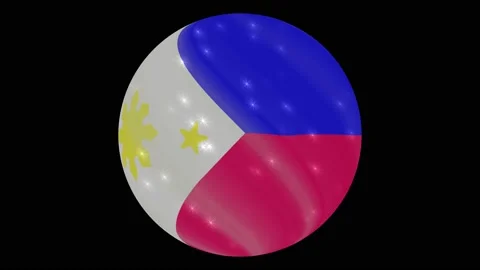 Philippines flag in a round ball rotates. Flicker and shine. Animation loop Stock Footage 145857868