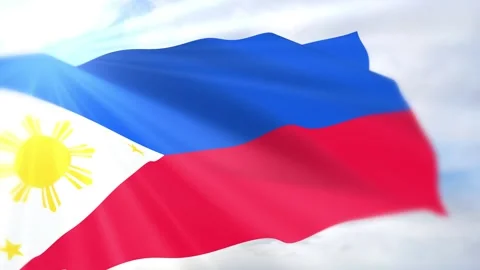 Philippines Flag Seamless Loop 4k 60fps on Sky Background Stock Footage 340619591