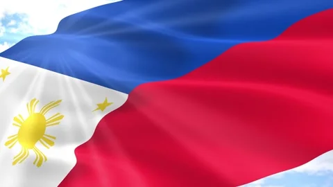 Philippines Flag Seamless Loop 4k 60fps on Sky Background Stock Footage 341567857