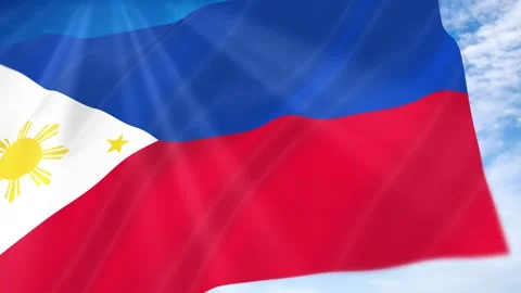 Philippines Flag Seamless Loop 4k 60fps on Sky Background Stock Footage 341676413