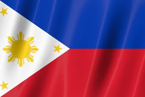 Philippines flag of silk-3D panoramic  illustration Ilustração Stock