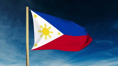 Philippines flag slider style. Waving in the wind with cloud background 스톡 동영상 48973379
