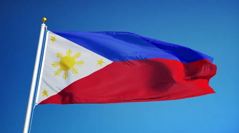 Philippines flag in slow motion seamlessly looped with alpha Stock Footage 61544538
