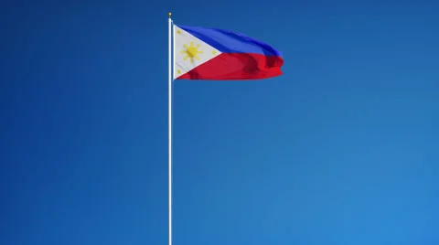 Philippines flag in slow motion seamlessly looped with alpha Stock Footage 61544597