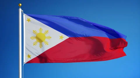 Philippines flag in slow motion seamlessly looped with alpha Stock Footage 61749707