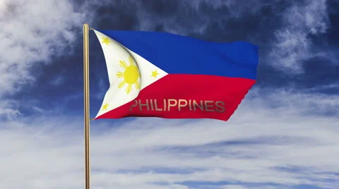 Philippines flag with title waving in the wind. Looping sun rises style Stock Footage 48973776