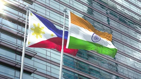 Philippines Flag VS Flag of Inida Stock Footage 343601985