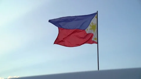 Philippines flag waves in the summer breeze Stock Footage 120553477