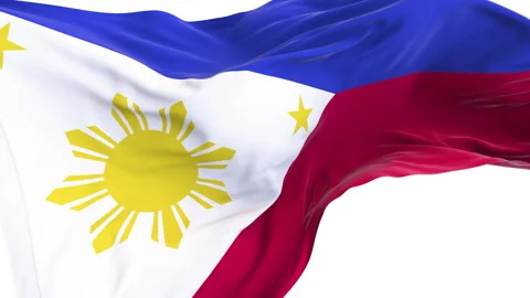 Philippines flag waving and swirling, looping Close-up camera angle. Stock Footage 339672003