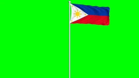 Philippines Flag Waving Fluttering on Wind Loopable Green Blue Screen Matte Stock Footage 77573769