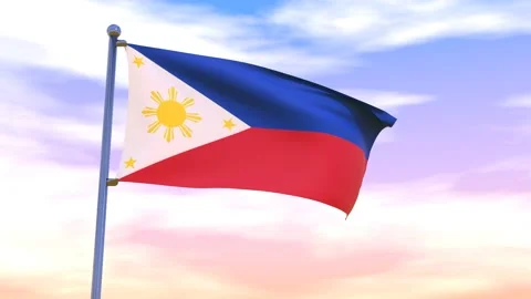 Philippines Flag waving in the high wind Stock Footage 154873490
