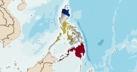 The philippines flag waving inside the country on a world map Stock Footage 339033347