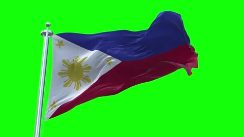 Philippines Flag Waving in Loopable and Textured green screen background Stock Footage 296876276