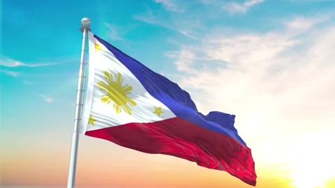 Philippines-Flag Waving Realistic With Sky Stock Footage 301447902