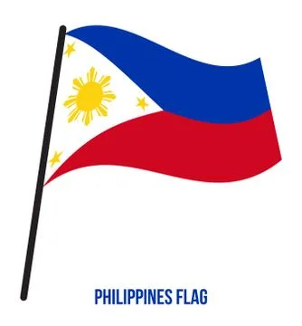 Philippines Flag Waving Vector Illustration on White Background. Stock Illustration