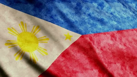 Philippines Flag waving in the wind grunge version Stock Footage 236416628