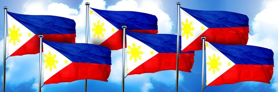 Philippines flags, 3D rendering, on a cloud background Illustrazione stock