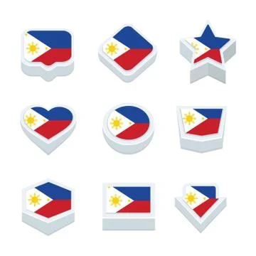 Philippines flags icons and button set nine styles Stock Illustration