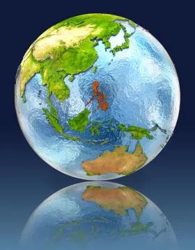 Philippines on globe with reflection Stock Illustration