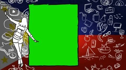 Philippines - Hand-drawn - Flag Loop - Illustration Video stock 90596540