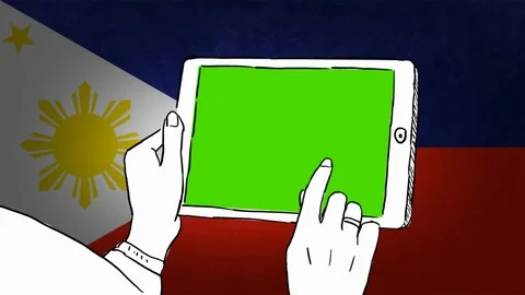 Philippines - Hand-drawn - touchscreen flag - Illustration Stock Footage 90596825