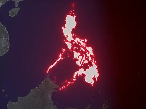 Philippines highlighted on night map Illustrazione stock