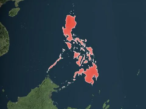 Philippines highlighted on realistic map Illustrazione stock